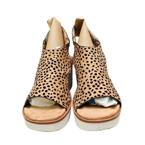 Cheetah Print Sandals Platform Slingback Pierre Dumas Clue Size 8.5 Tan Black - Picture 3 of 13